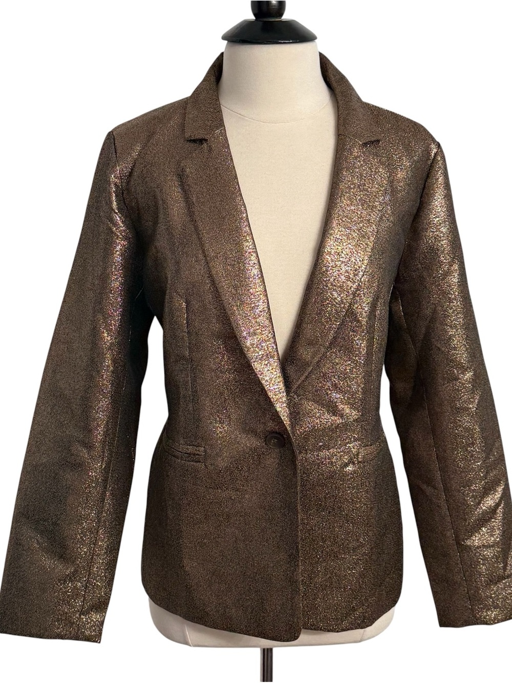 Joan Rivers Red Carpet Collection Soft Shimmer Tailored Single Button Blazer SzL